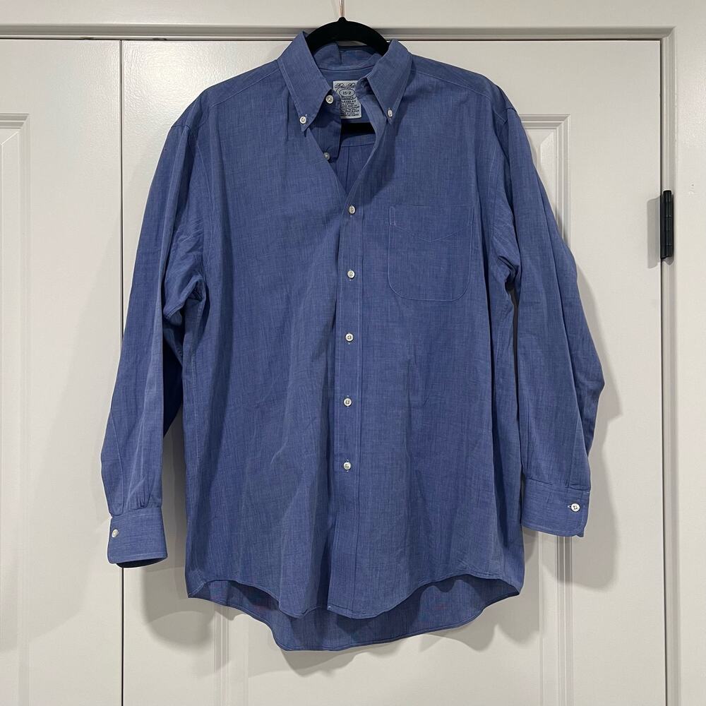 Brooks‎ Brothers Makers Mens Relaxed Fit Cotton Dress Shirt in Blue Size 15 - 2